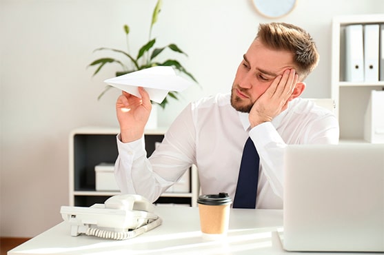A lazy employee at work